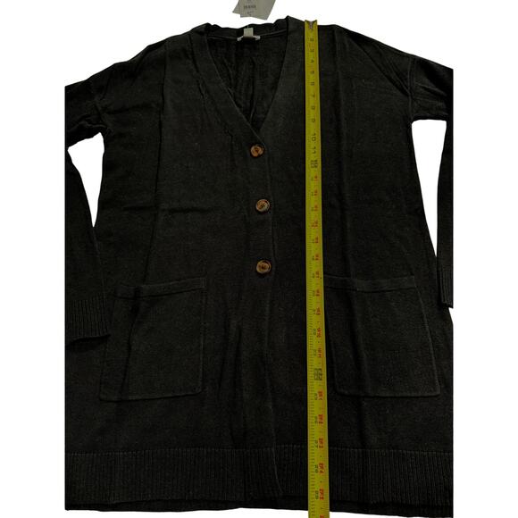 NWT J. Jill Button Front Cardigan Sweater V Neck Lightweight Womens Sz XS Black - Picture 4 of 9